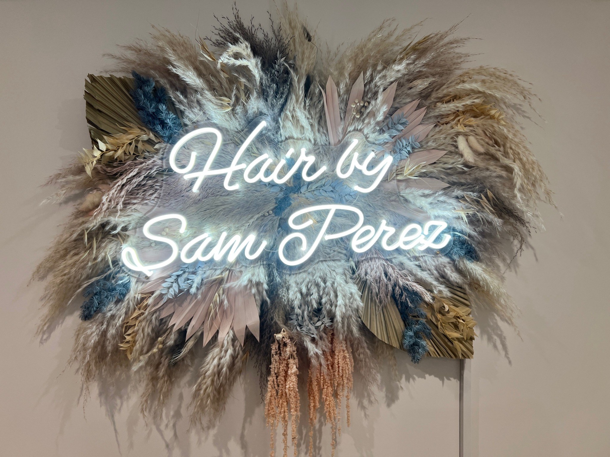 Hair by Sam Perez studio sign